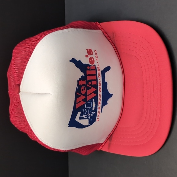 VTG Wet Willies 24 Hour Truck Wash-Diesel-Fuel Red/White Trucker Hat. - Picture 2 of 7